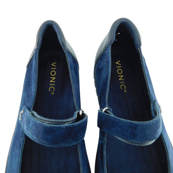 VIONIC Royal Blue Suede Leather Mary Jane Flats 10 - Picture 6 of 7
